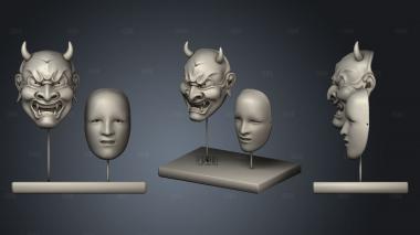 Ancient Japan Theater Mystery Masks stl model for CNC