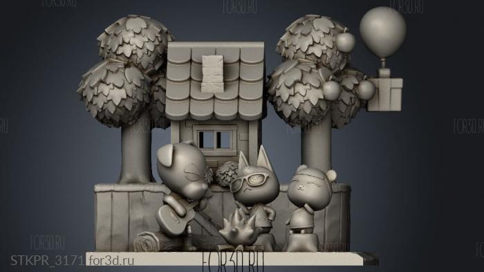 Animal Crossing Diorama beach 3d stl for CNC