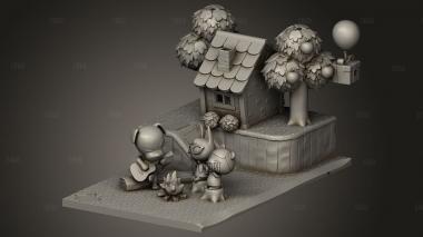 Переход животных по пляжу Диорама 3d stl модель для ЧПУ
