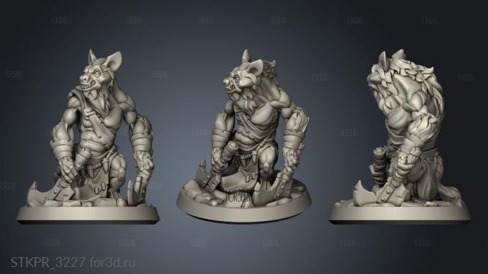 Plains hyena Man easy slip 3d stl for CNC