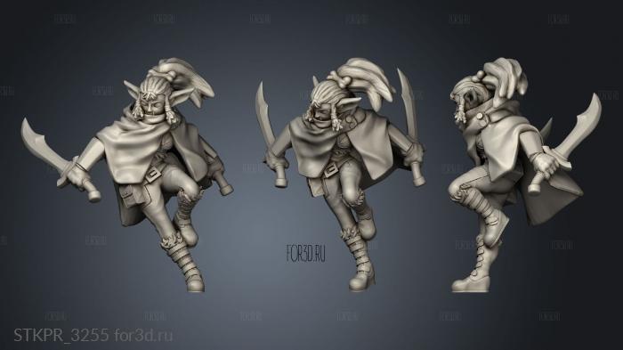 Art Young Female Half Orc Rogue Dual Scimitars 3d stl for CNC