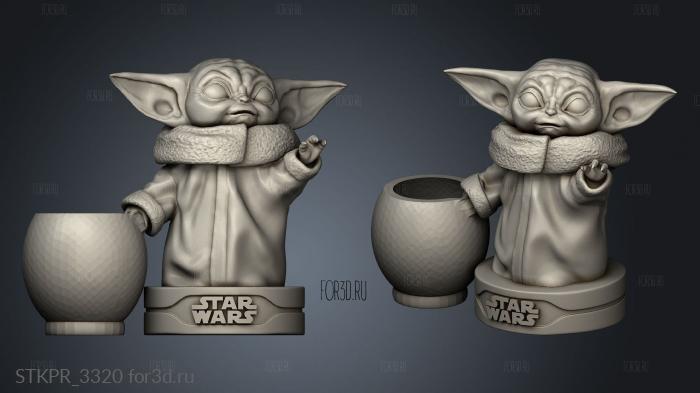 baby yoda macetero impresiones 3d stl for CNC