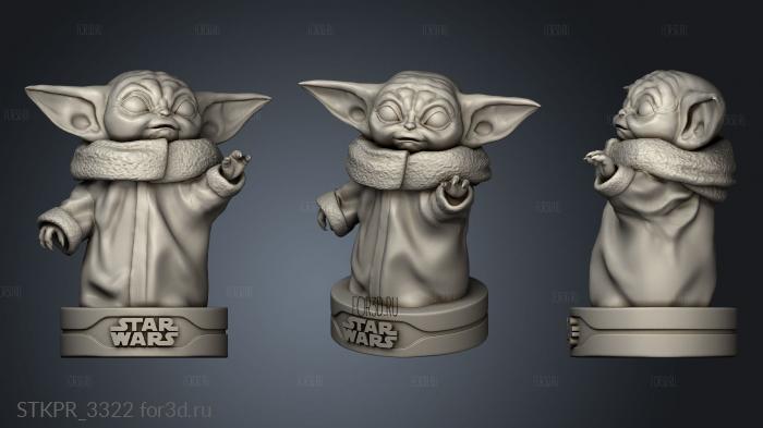 Baby Yoda Tier Character simple Compl Char 3d stl for CNC