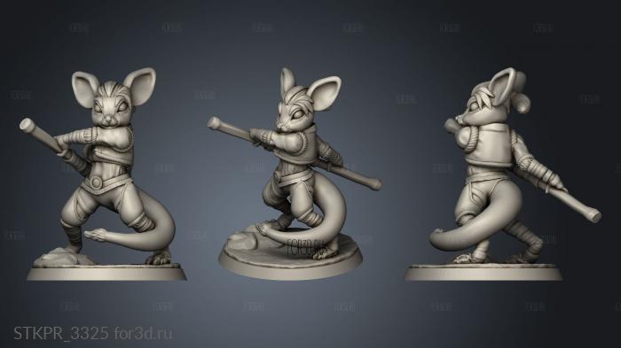 Back Mousefolk Monk Combat mouse 3d stl for CNC