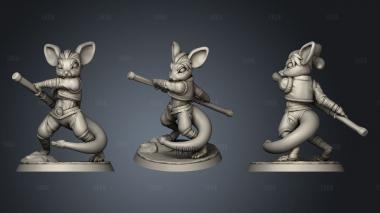 Back Mousefolk Monk Combat mouse stl model for CNC