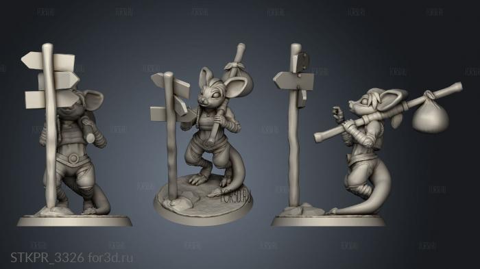 Back Mousefolk Monk RP mouse 3d stl for CNC