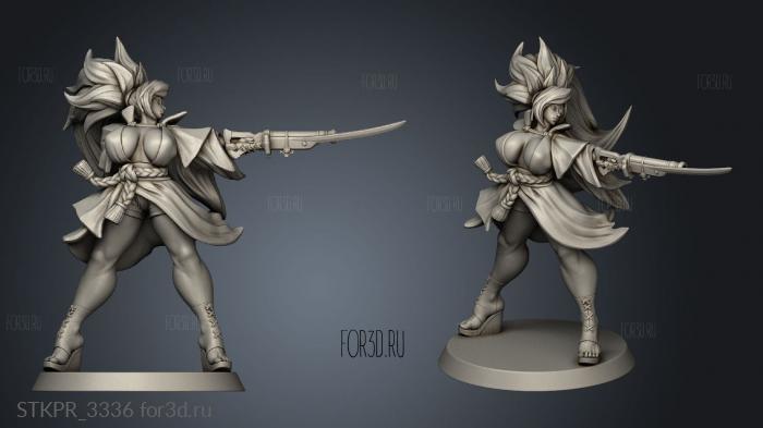 Baiken Rewards Pear Force One with outfit bangs 3d stl for CNC