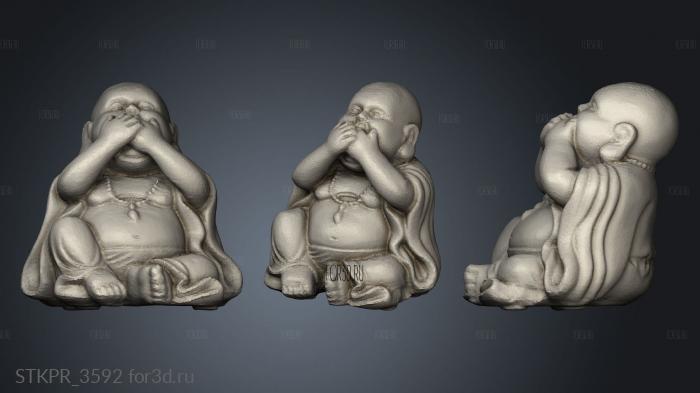 Buddha see evil hear speak buddha speak no evil 3d stl for CNC