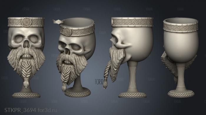 Celtic King Skull Chalice Kong Skull insert 3d stl for CNC