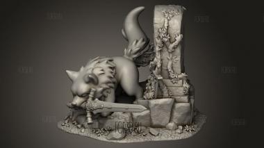 Чиби Великий Серый Волк Сиф Темные души 3d stl модель для ЧПУ