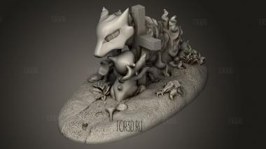 Статуя-диорама Cubone 3d stl модель для ЧПУ