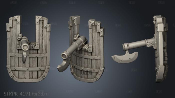 Dwarven Rifle and Hield 3d stl for CNC