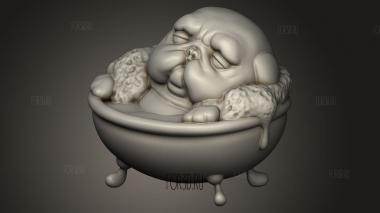 Игривый Мопс в ванне 3d stl модель для ЧПУ