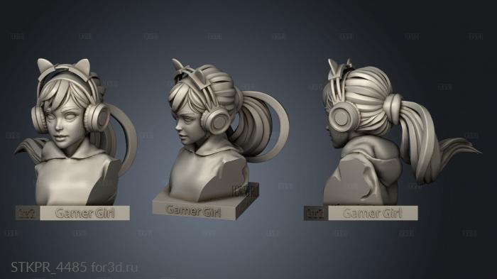 Gamer Girl GG 3d stl for CNC