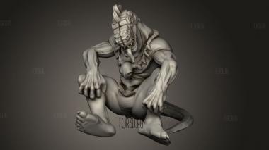 Мужской Лагерь Людей-Ящеров Мега-эпохи Сидит 3d stl модель для ЧПУ