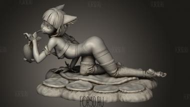 Девочка-кошка Ниа Волосы на затылке уши НАЗАД 3d stl модель для ЧПУ