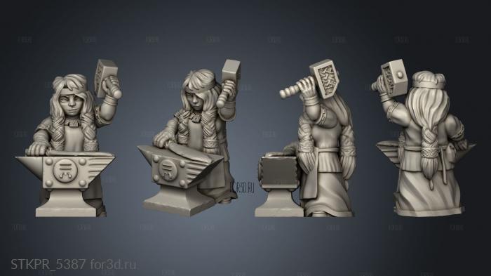 Omnioji Dwarf Female Smith 3d stl for CNC