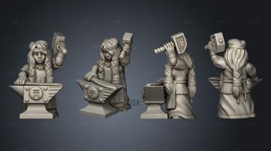 Omnioji Dwarf Female Smith stl model for CNC