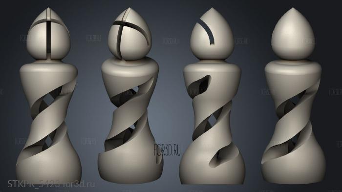 Organic Chess Tray bi 3d stl for CNC