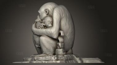 Песчаная скульптура Скульптура шимпанзе 3d stl модель для ЧПУ