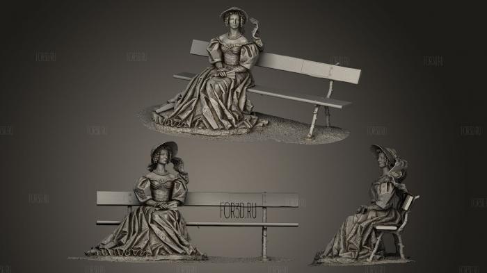 Century Lady on a Bench Anna Paulowna stl model for CNC