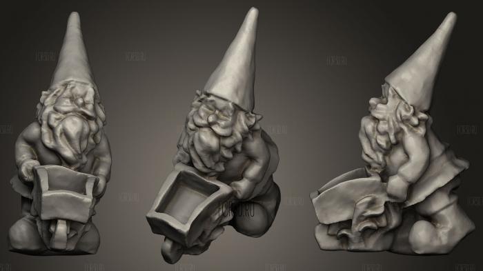 Garden Gnome with wheelbarrow stl model for CNC