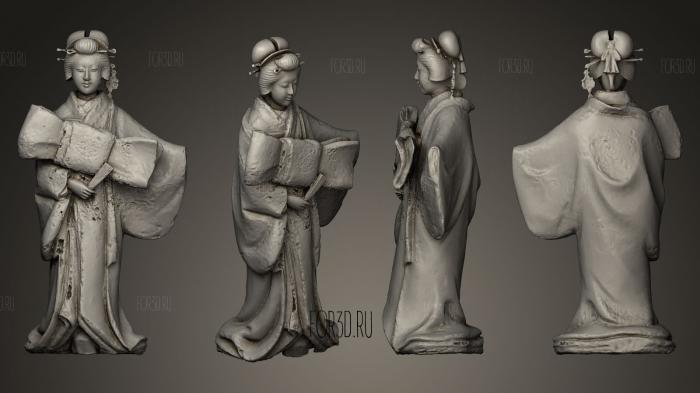 Japanese wood and ivory figure of a Geisha stl model for CNC