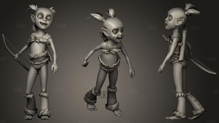Orc Girl Young Hunter stl model for CNC