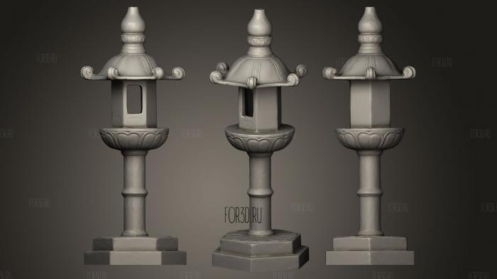 Oriental garden Toro Stone Lantern 3D stl model for CNC