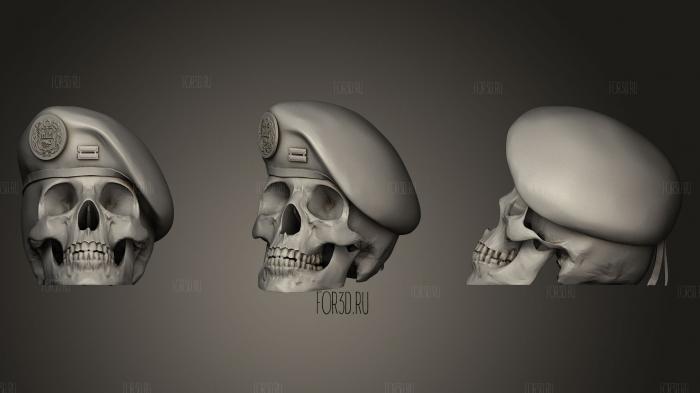 Peruvian Beret Skull 3D stl model for CNC