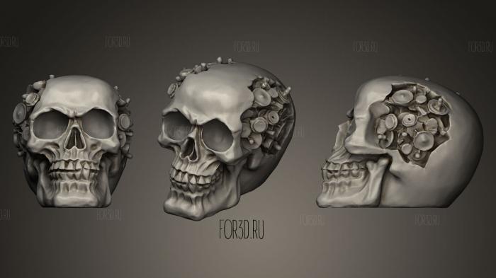 Steampunk Cyborg Skull stl model for CNC