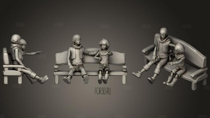 Brothers On Bench  A Tale Of Two Sons 3d stl модель для ЧПУ