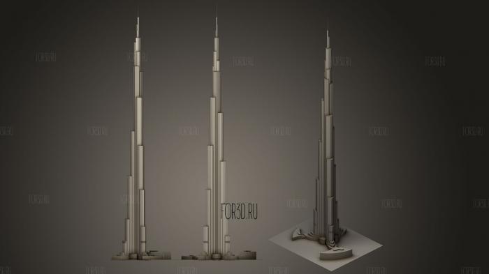 Burj Khalifa Dubai Tower stl model for CNC