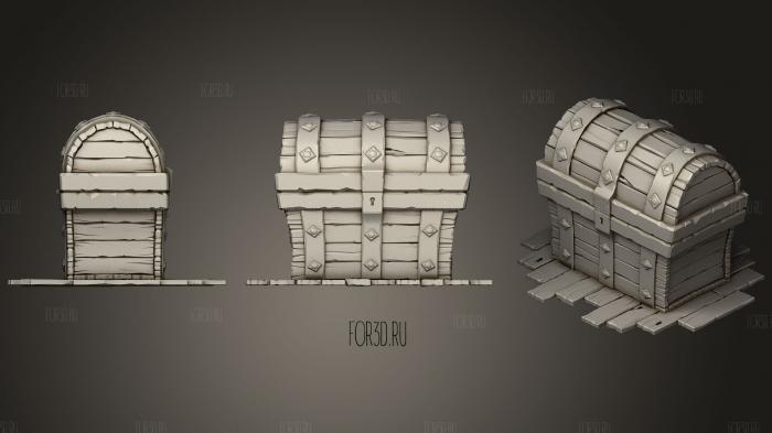 Stylised Treasure Chest stl model for CNC