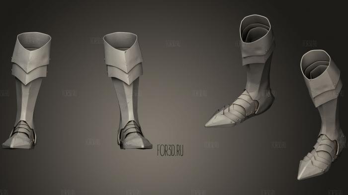 Zbrush Armored Footwear 01 stl model for CNC