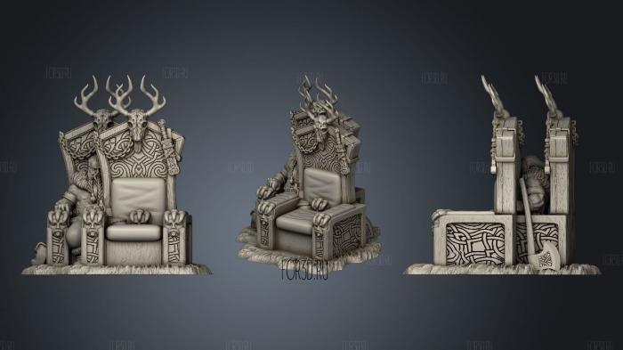Barbarian konung on throne stl model for CNC