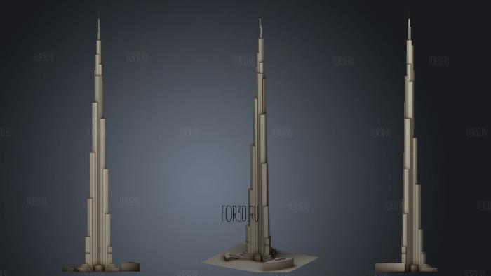 Burj Khalifa Dubai Tower stl model for CNC