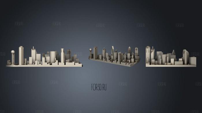 Dallas Skyline (Downtown) Thinner Base stl model for CNC