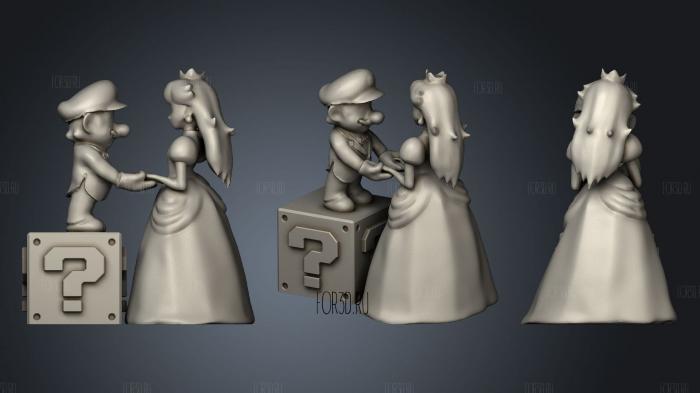 Mario and Peach Wedding Cake Topper stl model for CNC