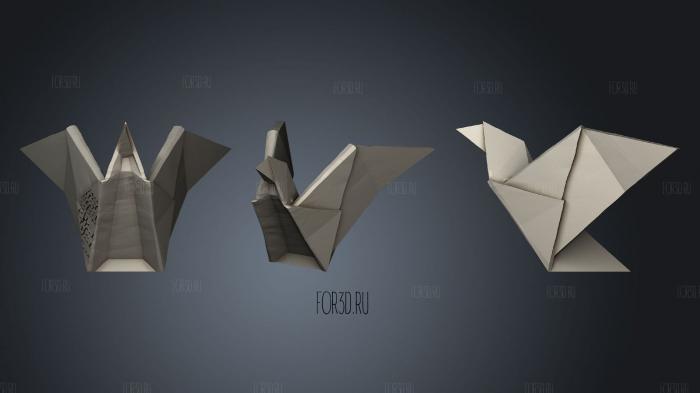 Origami Bird stl model for CNC