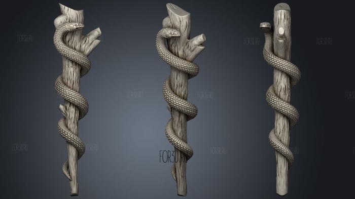 Rod of Asclepius stl model for CNC