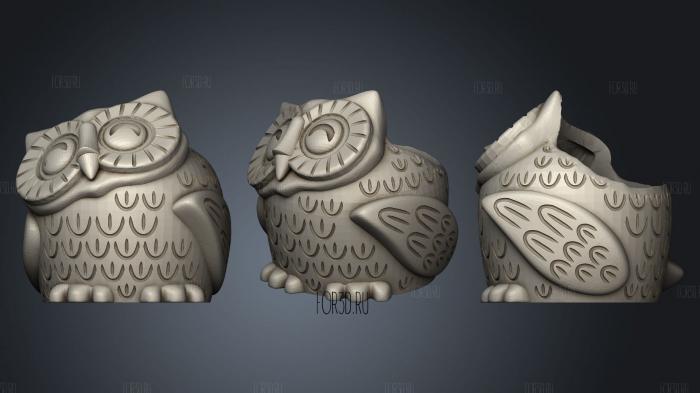 Smiling Owl Pot stl model for CNC