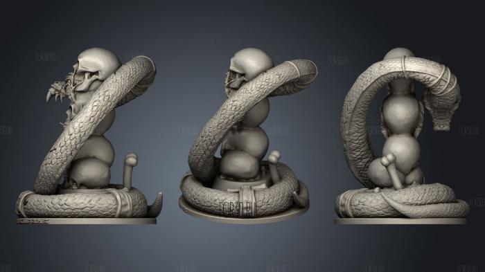 Three Wise Skulls With Snake And Base stl model for CNC