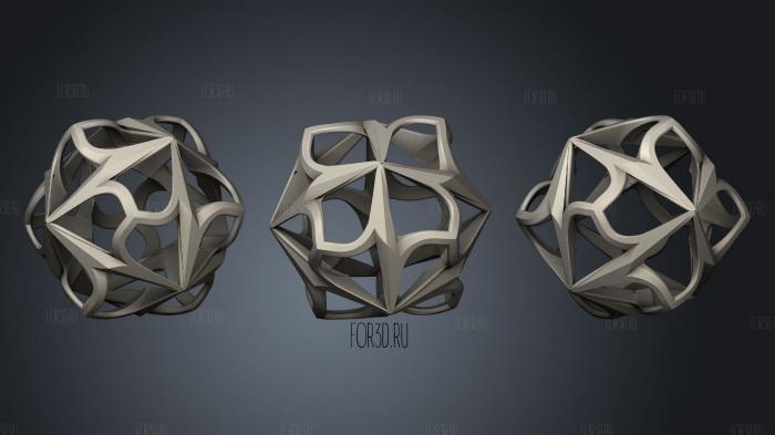 Tri Spherical Sculpture stl model for CNC