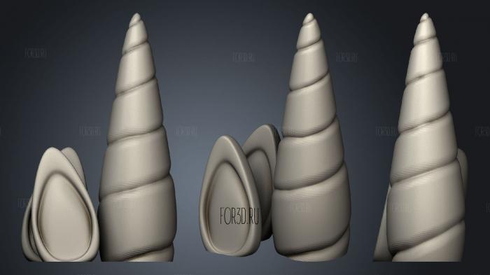 Unicorn cake topper horn and ears stl model for CNC