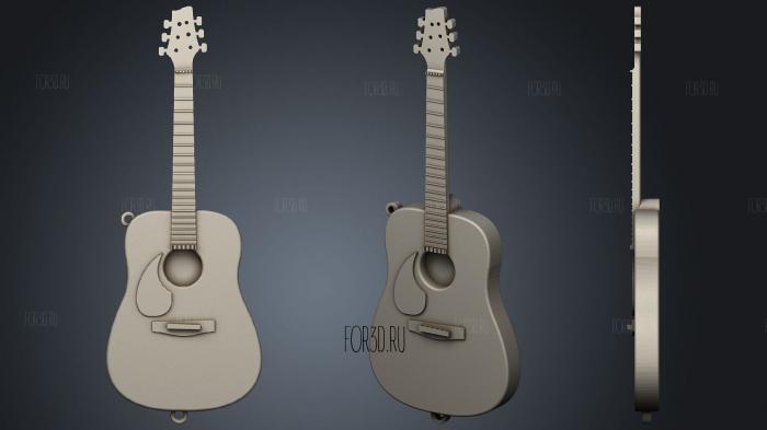 Accoustic Guitar Holiday Ornament stl model for CNC