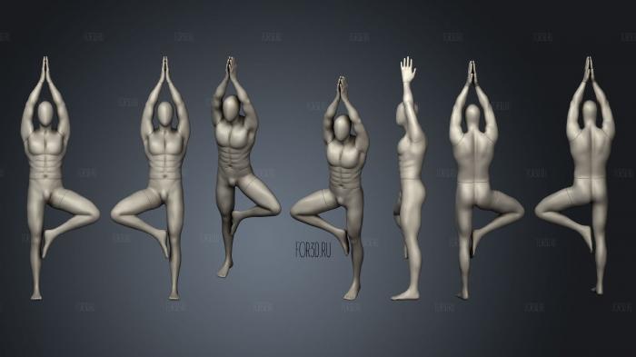 Male Abstract Mannequin Stands in Yoga Pose 3d stl модель для ЧПУ