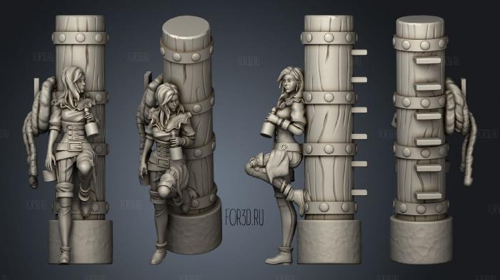 Pirate Female Drinking stl model for CNC