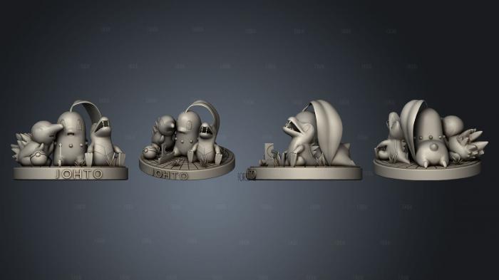 Starter pokemons from the 4 regions stl model for CNC