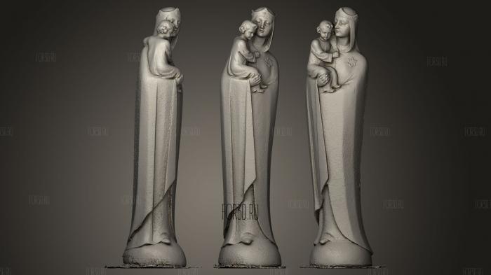 Святая статуя Марии с золотой короной младенца Иисуса 3d stl модель для ЧПУ